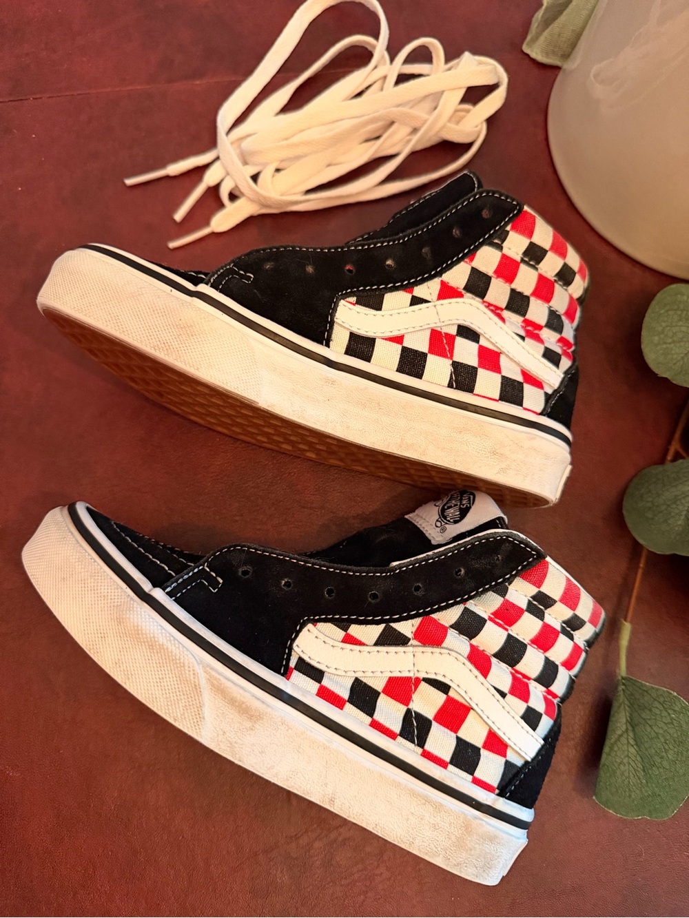 Vans Kids Checkerboard High-Top Sneakers & Old Navy High Top Sneakers (2 pairs)